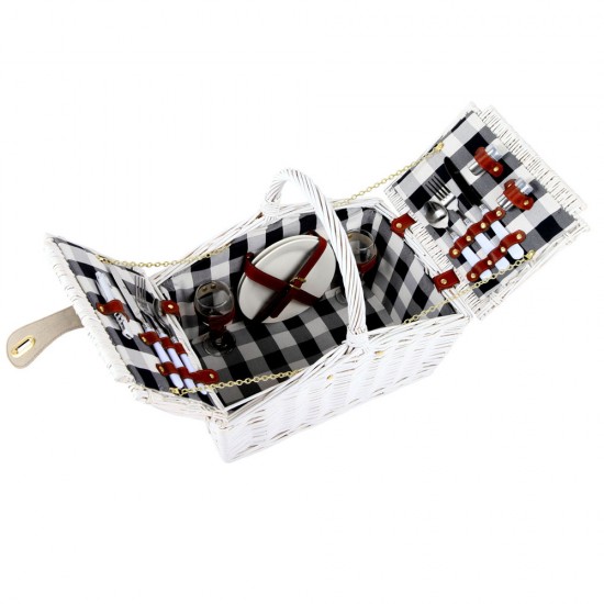 Alfresco Deluxe 2 Person Picnic Basket Set - Black and White Alfresco Deluxe 2 Person Picnic Basket Set - Black and White