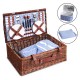 Alfresco Willow 4 Person Picnic Basket - Blue and White Alfresco Willow 4 Person Picnic Basket - Blue and White