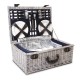 Alfresco 6 Person Wicker Picnic Basket and Cooler Bag- Navy and White Alfresco 6 Person Wicker Picnic Basket and Cooler Bag- Navy and White