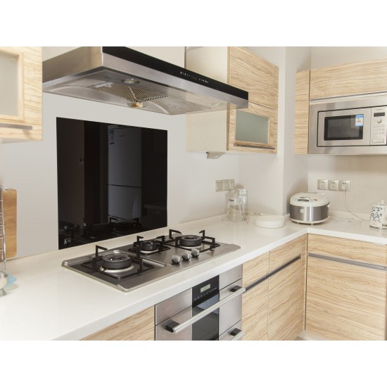 Toughened 60cm x 75cm Black Glass Kitchen Splashback Toughened 60cm x 75cm Black Glass Kitchen Splashback