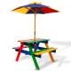 Keezi Kids Wooden Picnic Table Set with Umbrella Keezi Kids Wooden Picnic Table Set with Umbrella