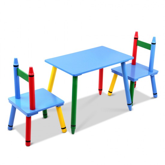 Keezi Kids 3 Piece Wooden Dining Set - Multi-Color Keezi Kids 3 Piece Wooden Dining Set - Multi-Color