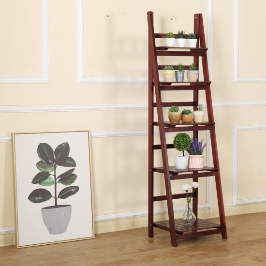 5 Tier Wooden Ladder Shelf Stand Storage Book Shelves Shelving Display Rack 5 Tier Wooden Ladder Shelf Stand Storage Book Shelves Shelving Display Rack