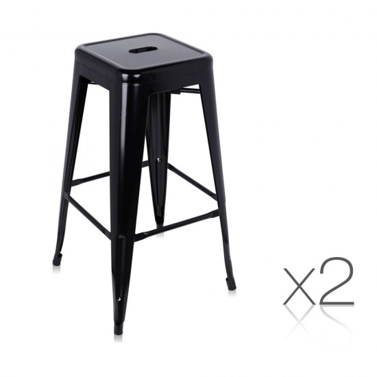 Artiss Set of 2 Metal Backless Stools - Black Artiss Set of 2 Metal Backless Stools - Black