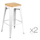 Artiss Set of 2 Bamboo Backless Bar Stools - White Artiss Set of 2 Bamboo Backless Bar Stools - White
