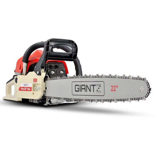 Giantz 62CC Commercial Petrol Chainsaw - Red & White Giantz 62CC Commercial Petrol Chainsaw - Red & White