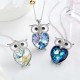 Made With Swarovski Necklace Pendant Silver Jewelry Owl Shape