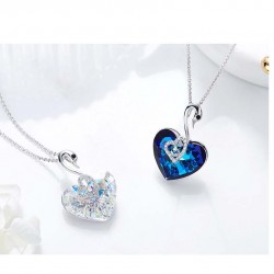 Made With Swarovski Necklace Pendant Silver Jewelry Swan Shape