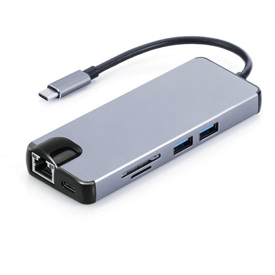 8in1 USB Type  C to HDMI Micro SD/TF Card Reader,VGA,USB 3.0 Enthernet