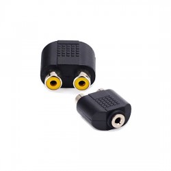 3.5mm Female to 2X RCA Female Audio Video Splitter Adapter Connector Coupler