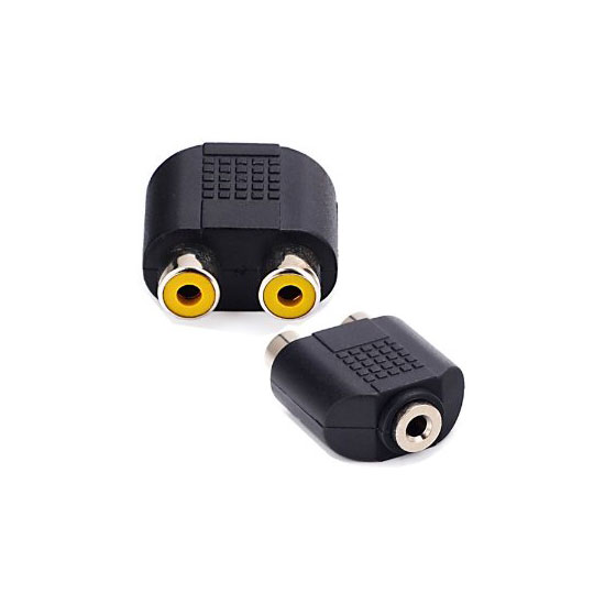 3.5mm Female to 2X RCA Female Audio Video Splitter Adapter Connector Coupler