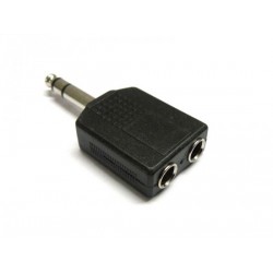 6.35mm Mono Male To 2X 6.35 mm Female Audio Connector Adapter Splitter