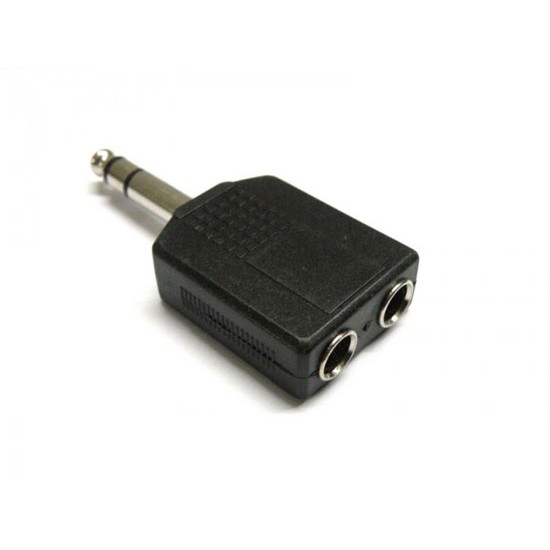 6.35mm Mono Male To 2X 6.35 mm Female Audio Connector Adapter Splitter