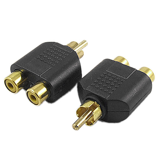 RCA Male to 2X RCA Female Audio Splitter Adapter Connector Coupler