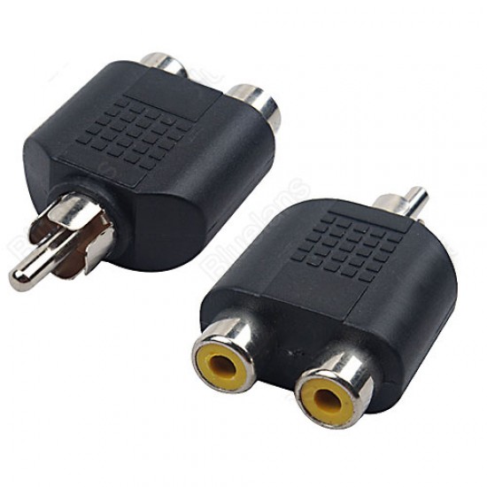 RCA Male to 2X RCA Female Audio Video Splitter Adapter Connector Coupler