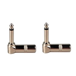 2x 90 Degree 6.35 Male Plugs for Speaker Patch Cable Snakes Mono Audio Adapter