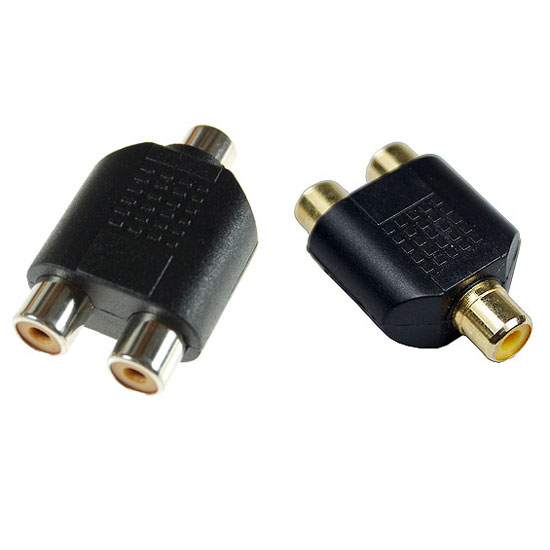 RCA Female to 2X RCA Female Audio Splitter Adapter Connector Coupler