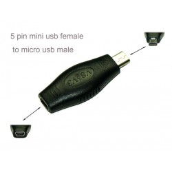 USB Micro-B Male to Mini-B 5 Pin Female Adapter converter Adaptor connector