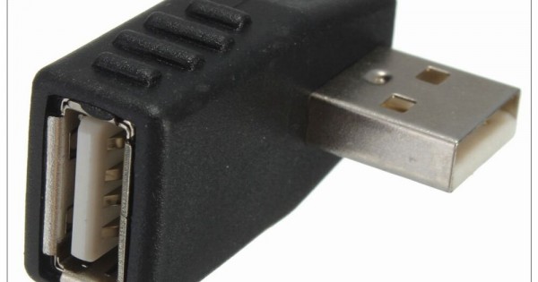 Leftmost Adapter 90 Degree Left Right Direction Angled USB 2.0 Male to Female Extension ...