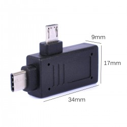 2in1 OTG Adapter Type C Micro USB Port male to USB Female