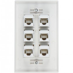 Ethernet Wall Plate 6 Port Cat6 Ethernet Cable Wall Plate Adapter