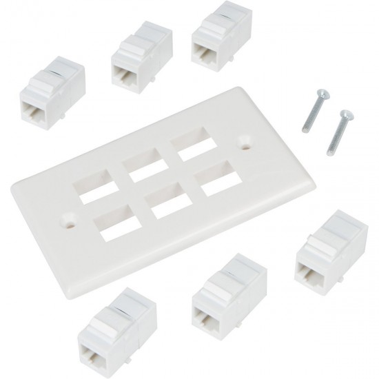 Ethernet Wall Plate 6 Port Cat6 Ethernet Cable Wall Plate Adapter