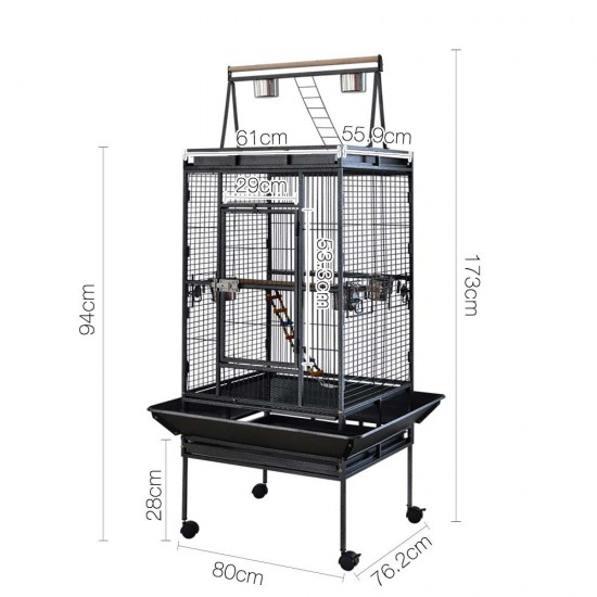 i.Pet Pet Bird Cage with Perch - Black i.Pet Pet Bird Cage with Perch - Black