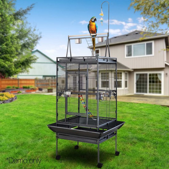 i.Pet Pet Bird Cage with Perch - Black i.Pet Pet Bird Cage with Perch - Black