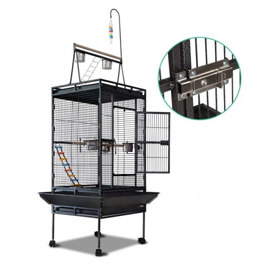 i.Pet Pet Bird Cage with Perch - Black i.Pet Pet Bird Cage with Perch - Black