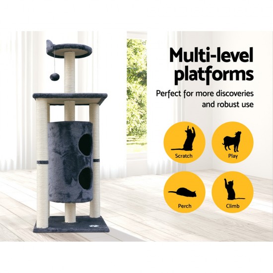 i.Pet 123cm Multi Level Cat Scratching Post - Grey i.Pet 123cm Multi Level Cat Scratching Post - Grey