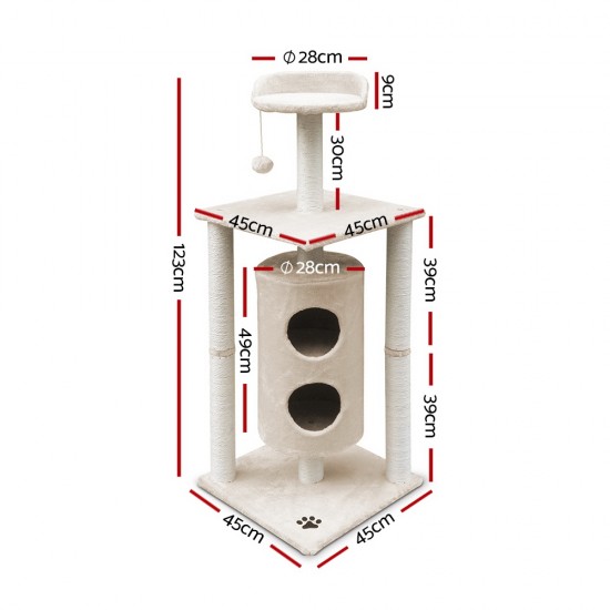 i.Pet 123cm Multi Level Cat Scratching Post - Beige i.Pet 123cm Multi Level Cat Scratching Post - Beige
