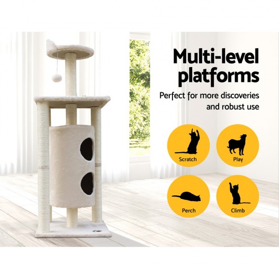 i.Pet 123cm Multi Level Cat Scratching Post - Beige i.Pet 123cm Multi Level Cat Scratching Post - Beige