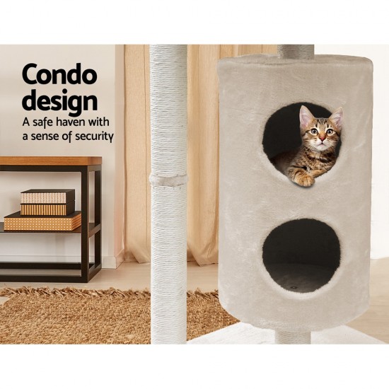 i.Pet 123cm Multi Level Cat Scratching Post - Beige i.Pet 123cm Multi Level Cat Scratching Post - Beige