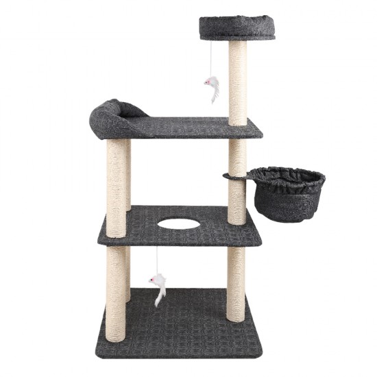 i.Pet 132cm Multi Level Cat Scratching Tree Post - Grey i.Pet 132cm Multi Level Cat Scratching Tree Post - Grey