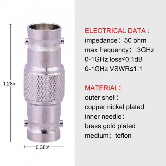 BNC Connector Female to Female Adapter Connectors for Security Camera CCTV