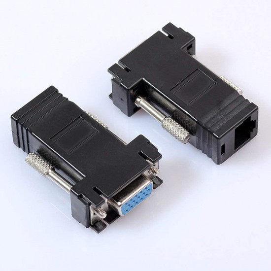 2x Femal VGA SVGA Extender Adapter To CAT5/CAT6/RJ45 Ethernet Cable