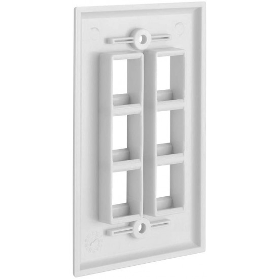 6 Port QuickPort outlet Wall Plate face plate, six Gang White