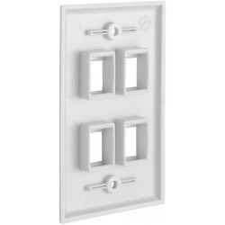 4 Port QuickPort outlet Wall Plate face plate, four Gang White