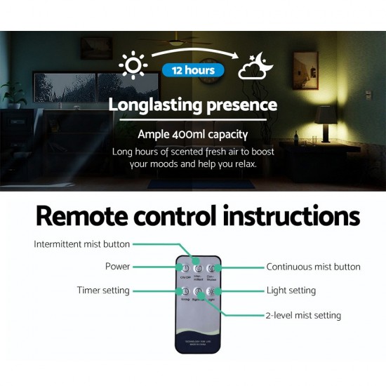 400ml 4 in 1 Aroma Diffuser remote control - Light Wood 400ml 4 in 1 Aroma Diffuser remote control - Light Wood