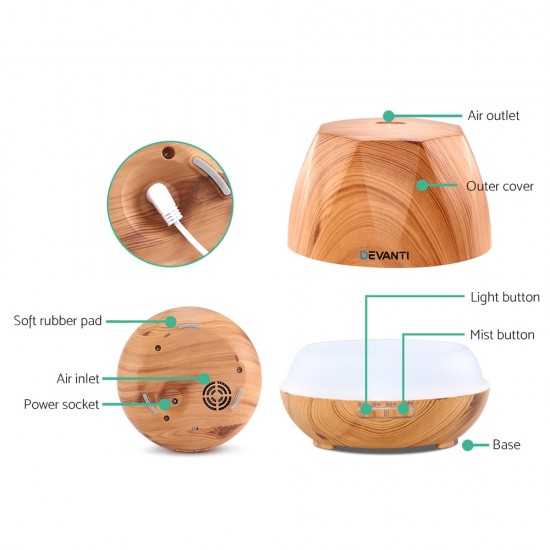 Ultrasonic Aroma Aromatherapy Diffuser Oil Electric LED Air Humidifier 400ml Light Wood Ultrasonic Aroma Aromatherapy Diffuser Oil Electric LED Air Humidifier 400ml Light Wood