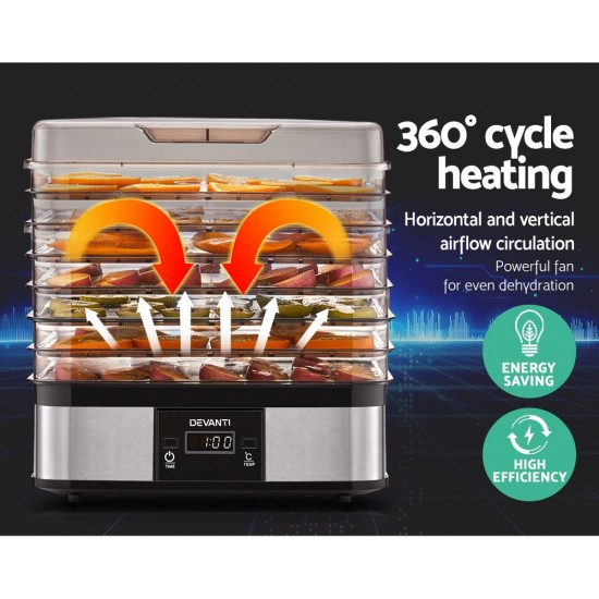 Food Dehydrator with 7 Trays - Silver Food Dehydrator with 7 Trays - Silver