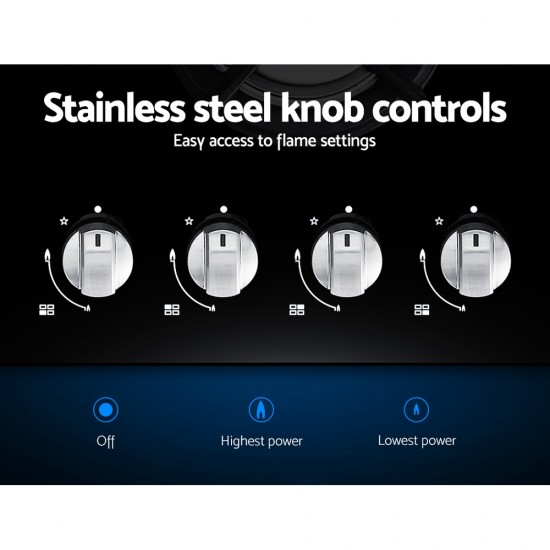 Gas Cooktop 60cm 4 Burner Ceramic Glass Cook Top Stove Hob Cooker LPG NG Black Gas Cooktop 60cm 4 Burner Ceramic Glass Cook Top Stove Hob Cooker LPG NG Black