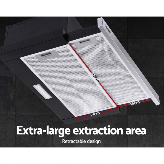 Rangehood Range Hood Stainless Steel Slide Out Kitchen Canopy 60cm 600mm Black Rangehood Range Hood Stainless Steel Slide Out Kitchen Canopy 60cm 600mm Black