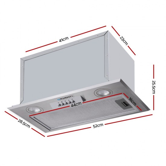 Range Hood Rangehood Undermount Built In Stainless Steel Canopy 52cm 520mm Range Hood Rangehood Undermount Built In Stainless Steel Canopy 52cm 520mm