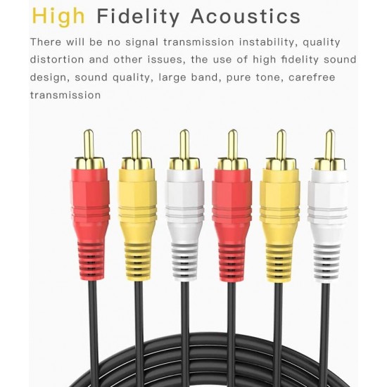 3m 3 RCA 3RCA L + R + V Composite AV Audio Video Cable Gold Plated Male M/M