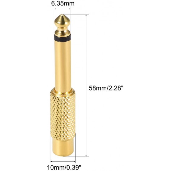 6.35mm Mono Male To RCA Female Audio Connector Adapter GOLD Plated