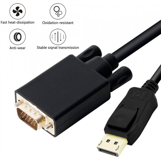1.8M Display Port DP Male To VGA/M Cable Converter Connector Adaptor