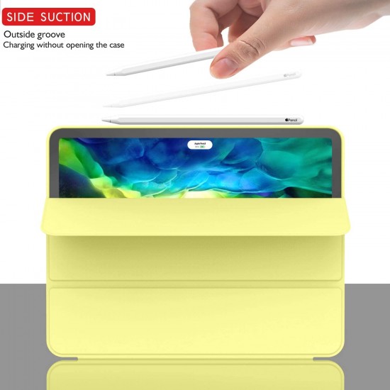 iPad Pro 11 Inch 2020 Soft Tpu Smart Premium Case Auto Sleep Wake Stand Cover Pencil holder Yellow