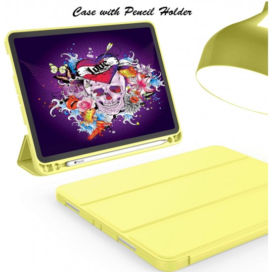 iPad Pro 11 Inch 2020 Soft Tpu Smart Premium Case Auto Sleep Wake Stand Cover Pencil holder Yellow