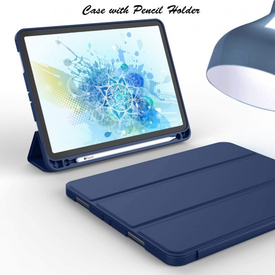 iPad Pro 11 Inch 2020 Soft Tpu Smart Premium Case Auto Sleep Wake Stand Cover Pencil holder navy blue